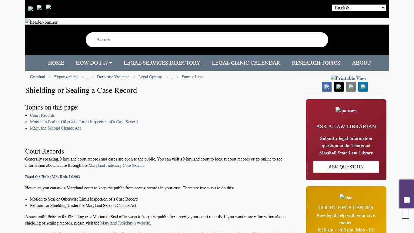 Shielding or Sealing a Case Record The Maryland People's Law Library